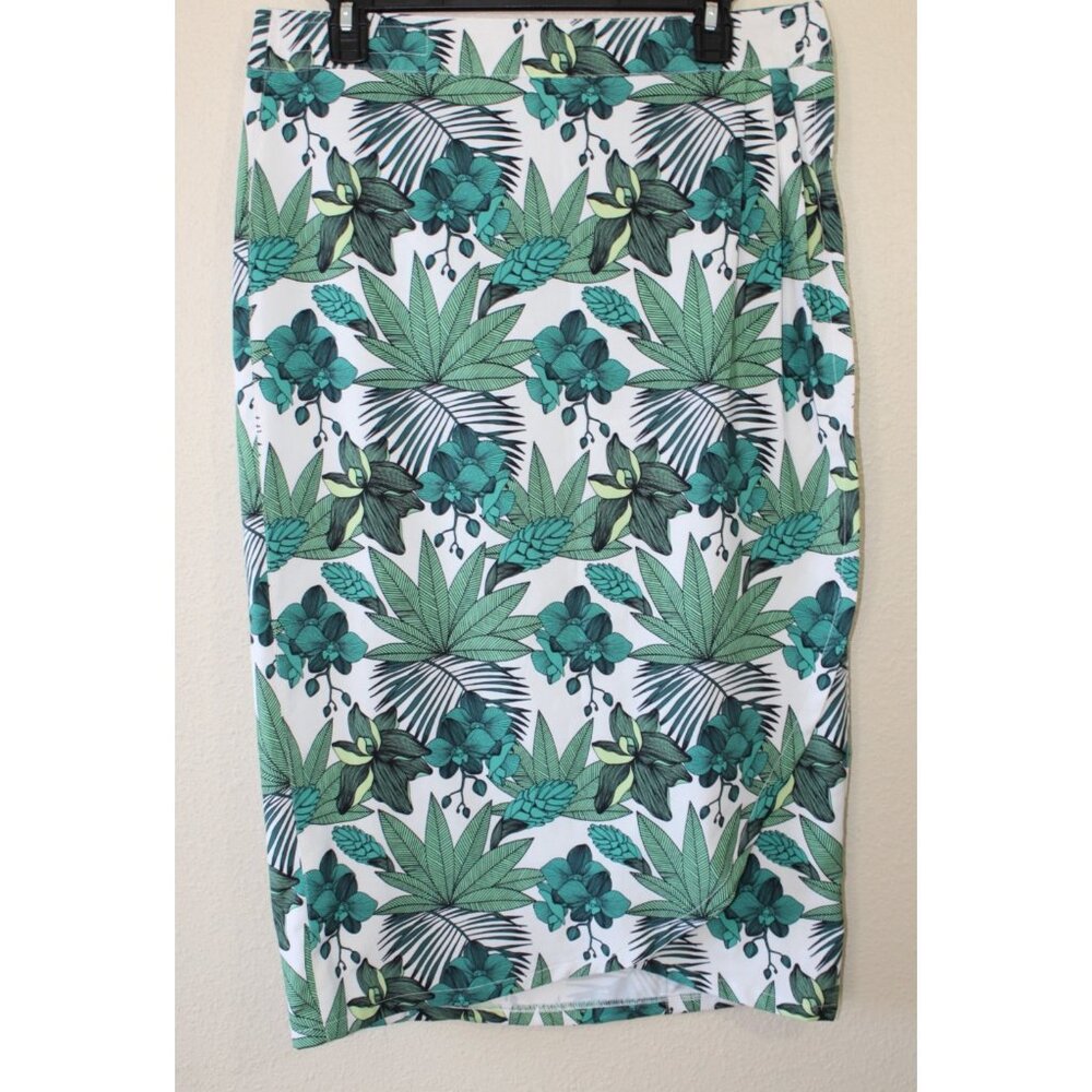 RipSkirt Hawaii White Green Tropics Leaf Wrap Skirt Size M Length 4